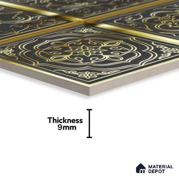 Metallic Wall Tile TL 07235 Regal Noir 1 ft x 1 ft Ceramic Matte Finish - 9 mm  | 2 mm Spacer is Mandatory | Suitable For Bathroom, Kitchen, Dining Area | Please Expect a Slight Variation of Pattern (Sample)